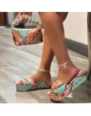 Wedge Heels Flip Flops Women Slippers Print Summer Thick Bottom Sandals Platform Slippers Soft Shoes Non-Slip Beach Slides