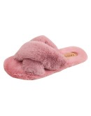  Women Warm Fluffy Slippers Cozy Faux Fur Cross Indoor Floor Slides Flat Soft Furry Ladies Female Celebrities Flip Flops