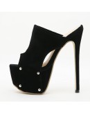 High Heels Sexy 16CM Slippers Women  Peep Toe Stiletto Rivet Design Platform Sandals Party Pole Dance Stripper Shoes Pump