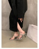 2023 Summer  Women Slipper  Narrow Band Ladies Elegant Sandal Thin High Heel Outdoor Dress Slides Shoe