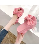 2023 Trend Women Pumps  Lace High Heels Summer Girl Sandals Girl Woman Shoes Bow Tie Wedge Slippers  Female Casual