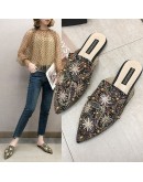   Women Mules Ladies Summer Rivet Pearl Tip Slippers Low Heels Flats Casual Shoes Woman Flip Flops Sexy Spring/Summer