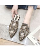   Women Mules Ladies Summer Rivet Pearl Tip Slippers Low Heels Flats Casual Shoes Woman Flip Flops Sexy Spring/Summer