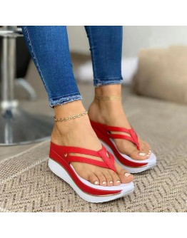 Women's Summer Rhinestone Sandals Slippers Female Platform Open Toes Sexy Wedge Flip Flops Buckle Strap Flat Square Heel Slides