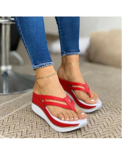 Women's Summer Rhinestone Sandals Slippers Female Platform Open Toes Sexy Wedge Flip Flops Buckle Strap Flat Square Heel Slides