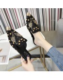 Women Shoe  String-bead Pointed Rhinestone Rivet Flats Woman's Slippers Slip-On Mules Loafer Sandals Slides Ladies Shoes