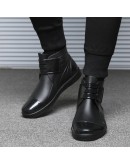  PVC Waterproof RainBoots Waterproof Flat Shoes Men Black Rainboots Blue Rubber Ankle Boots Buckle Botas 369