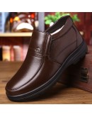 Genuine Leather Shoes Men Winter Boots Warm Cotton Shoes for Cold Winter Cow Leather Men Ankle Boots Male Footwear 452