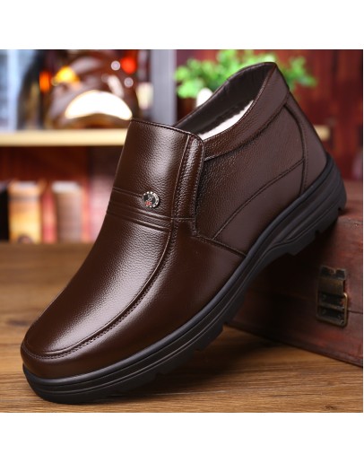 Genuine Leather Shoes Men Winter Boots Warm Cotton Shoes for Cold Winter Cow Leather Men Ankle Boots Male Footwear 452