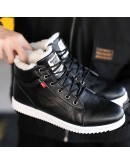 Warm Snow Boots Winter Cotton Men Casual Shoes Leather Man Ankle Boots  Black Shoes Winter Men Boots Warm Shoes With Fur