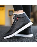 Warm Snow Boots Winter Cotton Men Casual Shoes Leather Man Ankle Boots  Black Shoes Winter Men Boots Warm Shoes With Fur