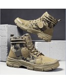 Camouflage Shoes for Men  Spring  Lace Up Outdoor Male Booties Platform Desert Military Boots Men's Ankle Boots