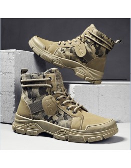 Camouflage Shoes for Men  Spring  Lace Up Outdoor Male Booties Platform Desert Military Boots Men's Ankle Boots