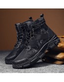 Camouflage Shoes for Men  Spring  Lace Up Outdoor Male Booties Platform Desert Military Boots Men's Ankle Boots