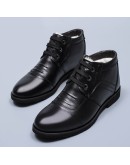  Genuine Leather Shoes Men Winter Boots Warm Plush for Cold Winter Mens Ankle Boots Cow Leather Male Footwear Black 899