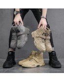 2023 Work Boots Men Comfort Desert Boots Retro Casual High Top Shoes for Men Round Toe Non-slip Hiking Booties Botas Hombre