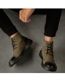 Chelsea Boots Men Low Ankle Leather Unique Boots Khaki Gradual Trend Color Autumn Winter Boy Gentlemen Charming Boots 563