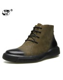 Chelsea Boots Men Low Ankle Leather Unique Boots Khaki Gradual Trend Color Autumn Winter Boy Gentlemen Charming Boots 563