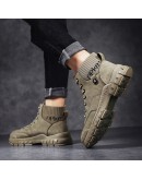 Leather Men Boots Handmade Ankle Boots Khaki Outdoor Autumn Boots Men Casual Leather Shoes Spring Winter Vintage bootspo890