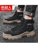 Leather Men Boots Handmade Ankle Boots Khaki Outdoor Autumn Boots Men Casual Leather Shoes Spring Winter Vintage bootspo890