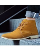 Men Boots  Comfortable spring Autumn Lace-up Casual Ankle Rubber Boots male Shoes hombre Sapatilha Black Blue Yellow 745