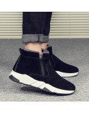 Winter Cow Suede Men Snow  Sneakers Man Leather Snow Boots Shoes High Cut Two Zipper Male Fur Plush Warm Shoes Booties752