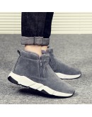 Winter Cow Suede Men Snow  Sneakers Man Leather Snow Boots Shoes High Cut Two Zipper Male Fur Plush Warm Shoes Booties752