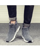 Winter Cow Suede Men Snow  Sneakers Man Leather Snow Boots Shoes High Cut Two Zipper Male Fur Plush Warm Shoes Booties752