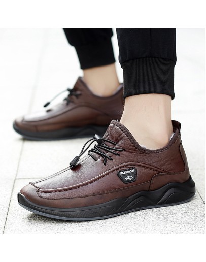 Plush Warm Men Casual Shoes Winter Snow Boot Pu Waterproof Cook Shoes Tracking Men Outdoor Soft Bottom Walking Sneakers Strong89