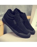 winter section suede soft bottom short plush  breathable business casual men's boots a pedal elastic belt ankle boots 523