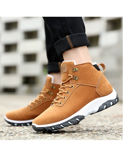 Men Boots Non-slip Snow Boots Men Ankle Boots  Men Fur Boots Winter Keep Warm man sneakers Work Shoes tyh6