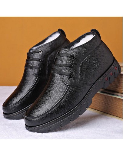   Men Winter snow Boots Warm Thicken Men's Ankle Boots bot  Male Business Office Formal Leather safety Shoes