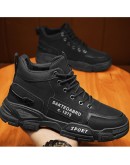 2023Men Boots Casual Motorcycle Shoes Man  Casual Tooling Shoes Autumn High Top Sneakers  Footwear Zapatos De Hombre