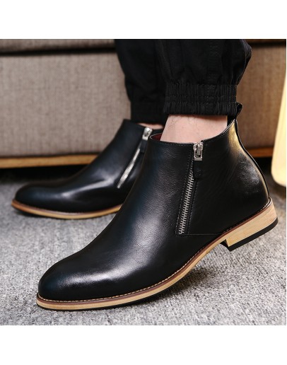 Split Leather Boots Men Shoes Footwear High  Zipper Party Business Oxfords Formal Dress Autumn Ankle Adult Men Boots 789