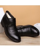  Genuine Leather Winter Boots Men Winter Shoes Cowhide Leather Warm Shoes Plush Black Chelsea Boots Man Ankle Booties 752