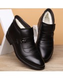  Genuine Leather Winter Boots Men Winter Shoes Cowhide Leather Warm Shoes Plush Black Chelsea Boots Man Ankle Booties 752