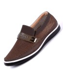 Summer Mesh Shoes Men Slip-On Flat Sapatos Hollow Out Comfortable Father Shoes Man Casual Moccasins Basic Espadrille 2023