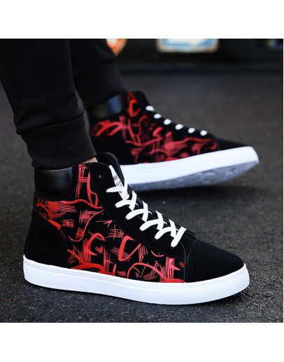 High top Sneakers Men Canvas Shoes Cool Street Shoes Young Male Sneakers Black Blue Red Mens Causal Shoes kj6