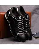 Spring Autumn Men Shoes Casual Sneakers  Solid Leather Shoes Formal Business Sport Flat Round Toe Light Breathablewe4