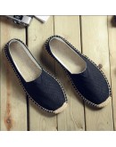 Summer  Men Loafers Linen  Korea Flat driving boat Shoes Male Black Canvas Shoes Fisherman shoes Ethnic Style 889