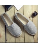 Summer  Men Loafers Linen  Korea Flat driving boat Shoes Male Black Canvas Shoes Fisherman shoes Ethnic Style 889