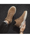 High Top Men  Casual Anti-slip Sneakers Flat Ankle Boots Male Outdoor Wear-resistant Sport Short Shoes 2023