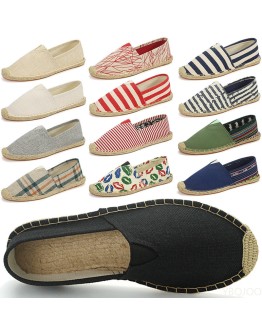 2023 Summer Autumn Men Canvas Shoes Breathable Men's Casual Shoes Slip-On Hemp Shoes Graffiti Espadrilles Women Footwear Flats