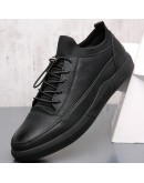 High- Ital Design  all Black Flats Men Casual Sneakers Shoes Man leather shoes Zapatos Mujer Chaussure Homme 