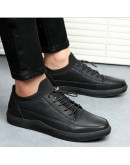 High- Ital Design  all Black Flats Men Casual Sneakers Shoes Man leather shoes Zapatos Mujer Chaussure Homme 