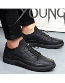 High- Ital Design  all Black Flats Men Casual Sneakers Shoes Man leather shoes Zapatos Mujer Chaussure Homme 