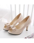 Summer Sandals Female Fine with High-heeled Fish Mouth Bow  Butterfly-knot Women Sandals Elegant Mid Heel Work Shoes