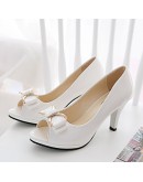 Summer Sandals Female Fine with High-heeled Fish Mouth Bow  Butterfly-knot Women Sandals Elegant Mid Heel Work Shoes