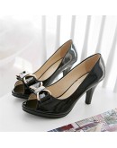 Summer Sandals Female Fine with High-heeled Fish Mouth Bow  Butterfly-knot Women Sandals Elegant Mid Heel Work Shoes