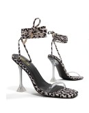 2023 Summer Women's Ankle Strap High Heels Pumps Leopard Sandals Women Sandals Shoes Woman Zapatillas Zapatos Chaussure Sandales